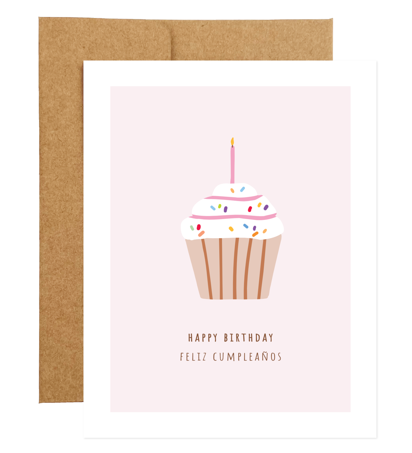 Cupcake Bilingual Birthday Card (available in 6 languages)