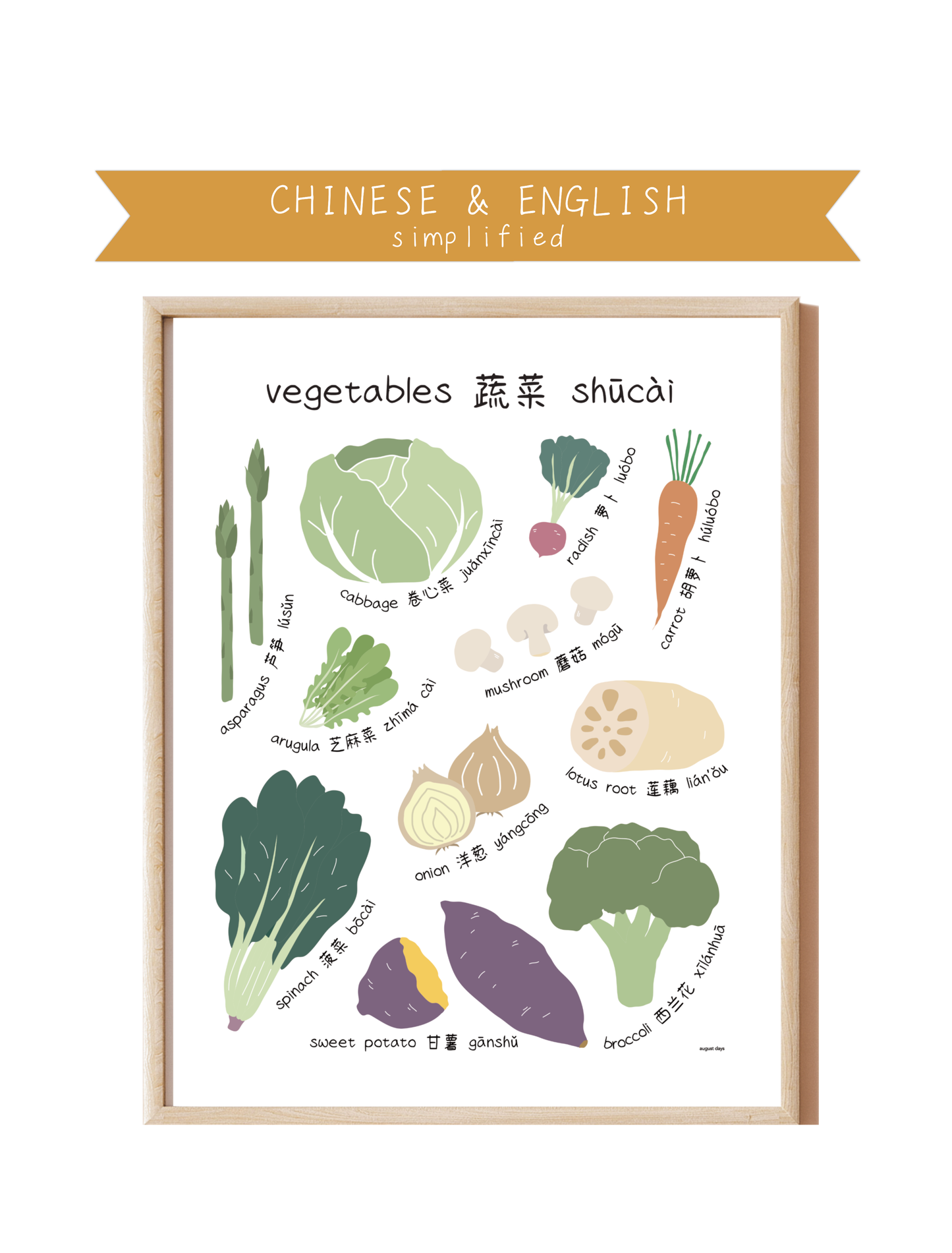 Vegetables Bilingual Print (available in 6 languages)